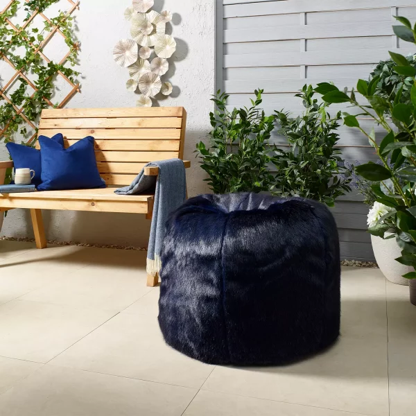 London Navy Faux Fur Bean Bag Lifestyle