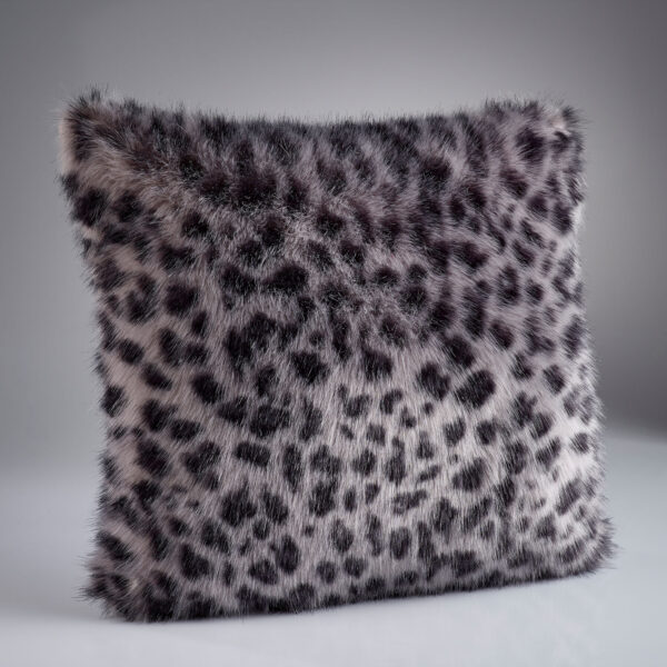 Grey Leopard Faux Fur Cushion