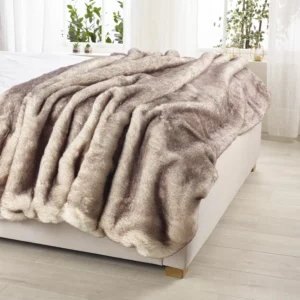 Brown Snow Fox Faux Fur Throw