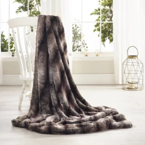 Dark Brown Alaska Faux Fur Throw