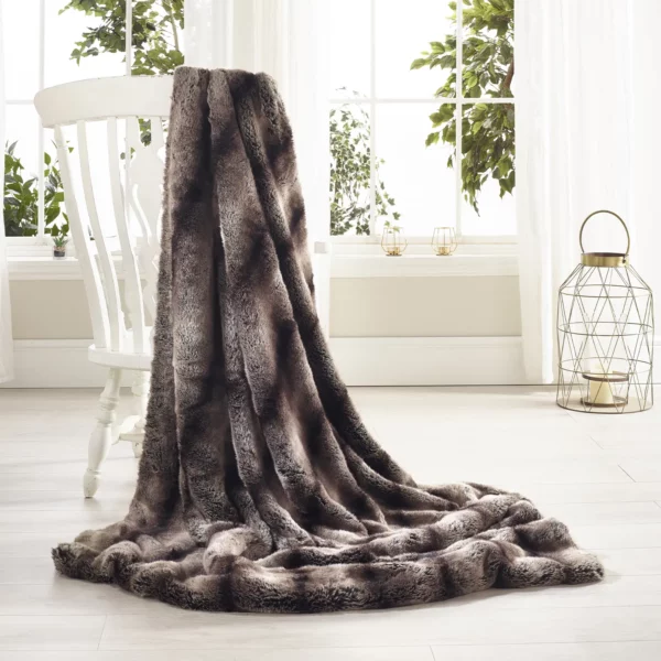 Dark Brown Alaska Faux Fur Throw