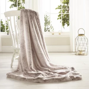 Frosted Light Brown Faux Fur Throw