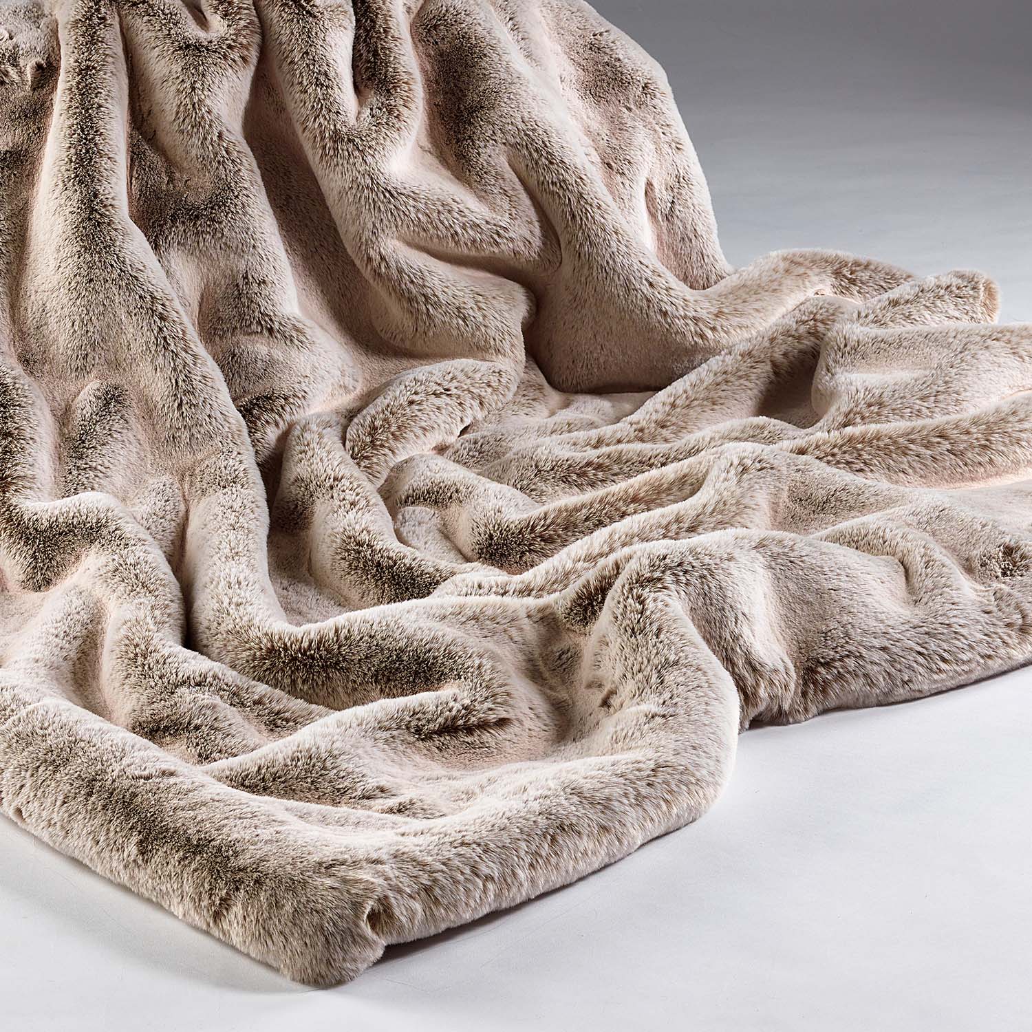 Frosted Light Brown Faux Fur Throw | Made in Britain | Katrina Hampton