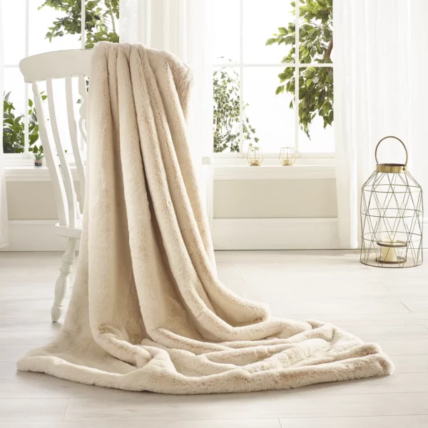 Frosted Vanilla Faux Fur Throw