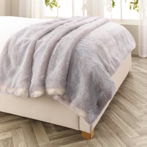 Silver Alaska Fox Faux Fur Throw