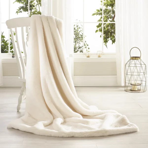 Soft Cream Faux Fur Throw