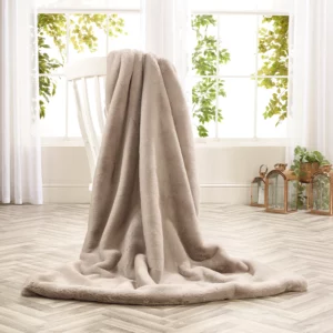 Soft Grey Faux Fur Throw