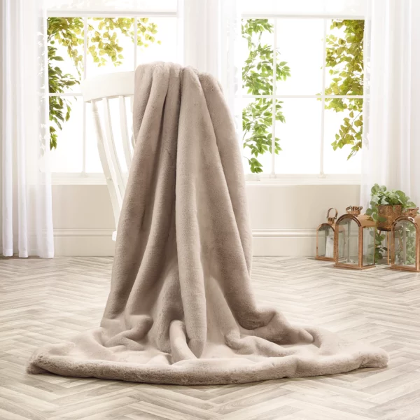 Soft Grey Faux Fur Throw