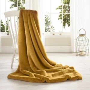 Soft Mustard Faux Fur Throw