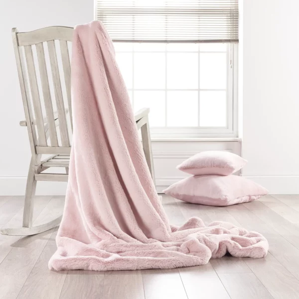 Soft Pink Faux Fur Throw