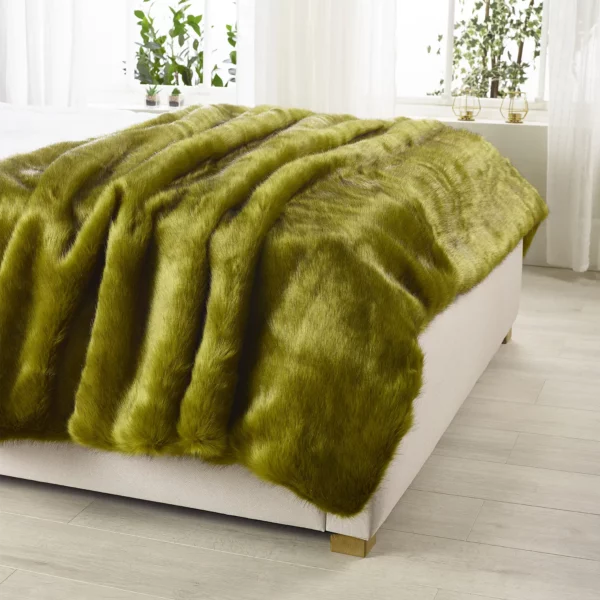 Spinach Faux Fur Throw