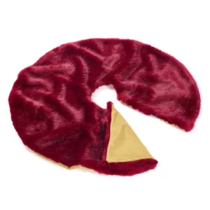 Faux Fur Christmas Tree Skirt, London Red