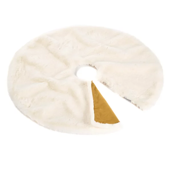 Faux Fur Christmas Tree Skirt, Soft Cream