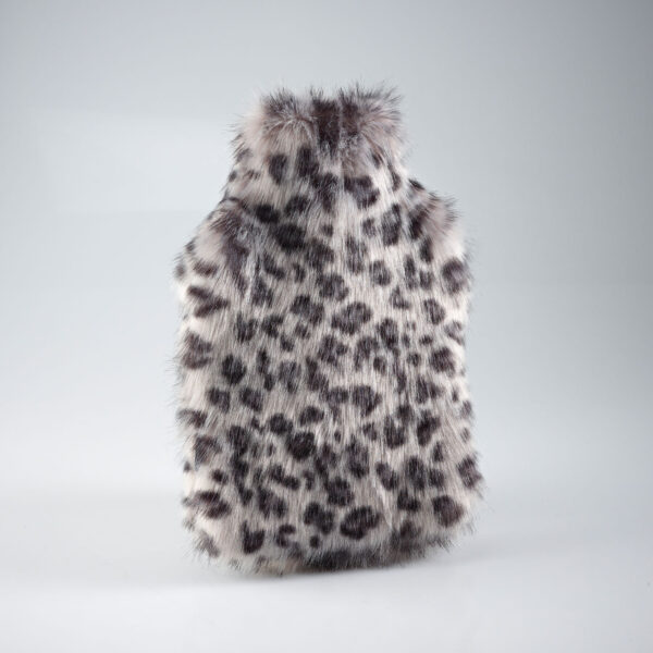 Grey Leopard Faux Fur Hot Water Bottle