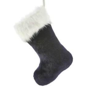 London Navy Faux Fur Christmas Stocking