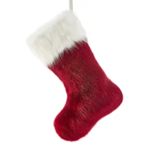 London Red Faux Fur Christmas Stocking